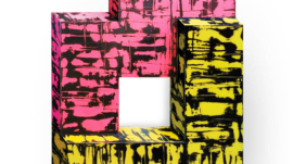 Philippe-Sabin-Stele-21-3-couches-d-acrylique-couleur-plus-une-couche-noire-fondue-chimiquement-sur-bois-54x72x9cm